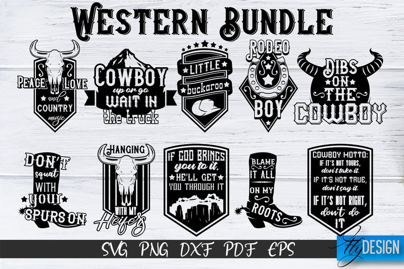 Western Bundle SVG, Cowboy boots, Cowboy Quotes, Western SVG - So Fontsy