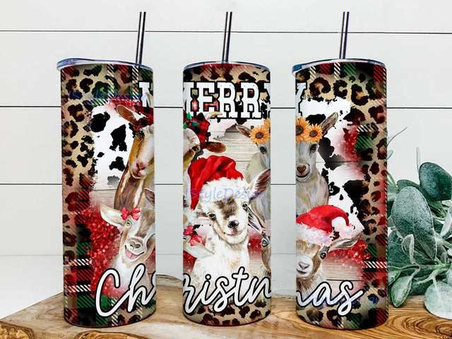 Western Christmas Goats 20Oz Skinny Tumbler Png, Christmas Goat Tumbler, Western Christmas Tumbler Png, Sublimation Design, Instant Download Sublimation iStyleDesign 