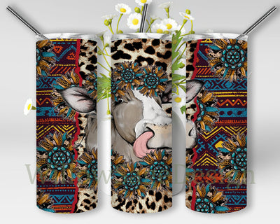 Western Cow 20oz Tumbler Template, Cow Sunflower Tumbler Png, Aztec Leopard Tumbler Wrap, Sunflower Gemstone Design Png, Digital Download Sublimation WillowSageDesign 