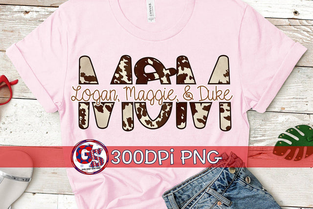 Western Cow Print Split Mom PNG for Sublimation Sublimation Greedy Stitches 