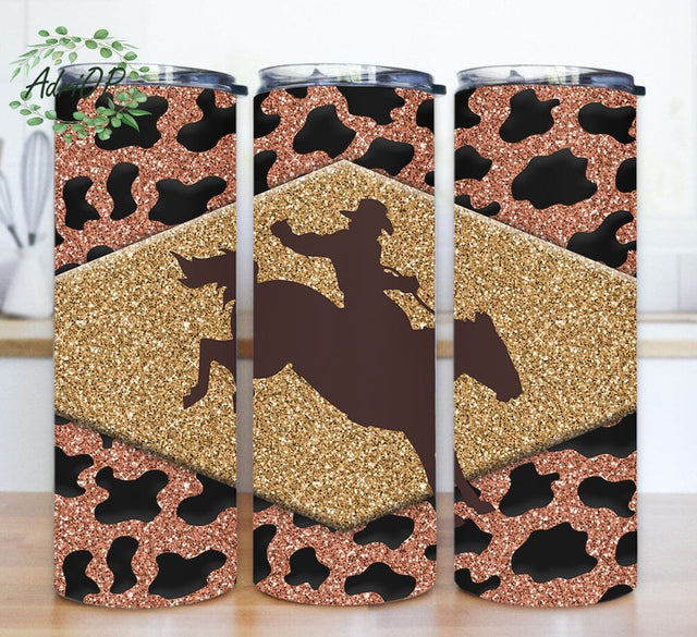 Western Cowboy 20oz Skinny Tumbler, Rodeo Tumbler Design, Leopard Glitter Tumbler Wrap, Western Country Sublimation Png, Cowboy Gift, Digital Download Sublimation AdriOP 