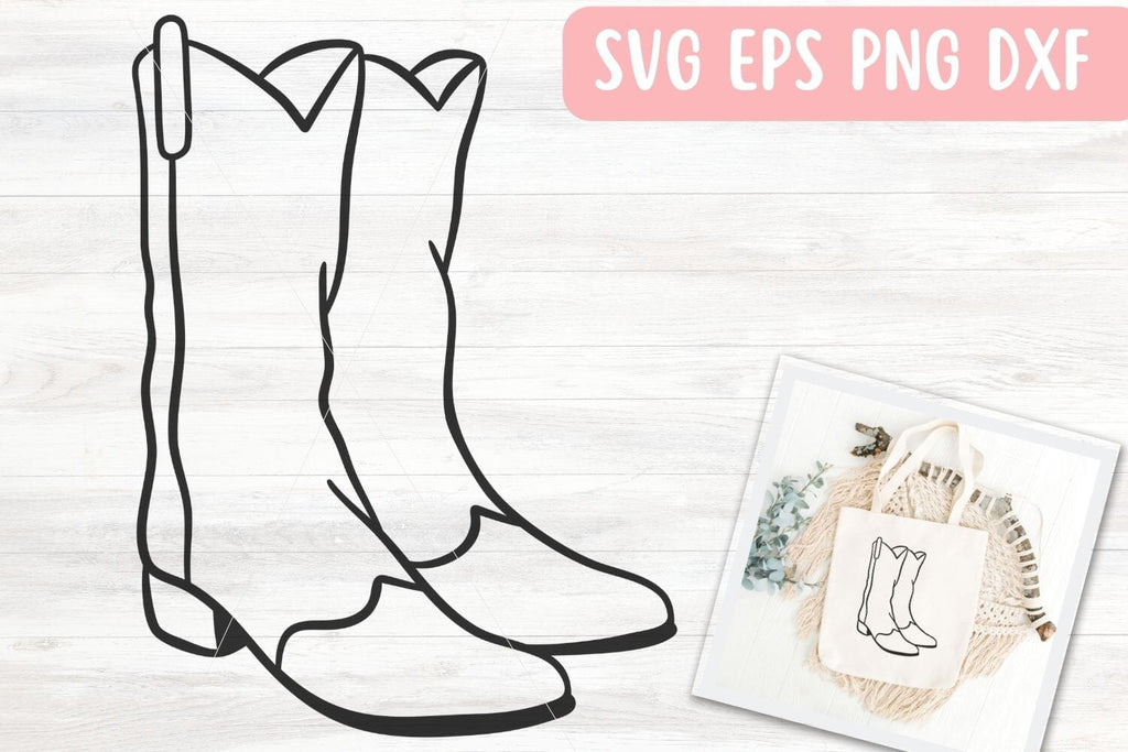 Western Cowboy Boots SVG File for Cricut or Silhouette, Cowgirl Western ...