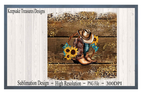 Western Cowboy Boots Wind Spinner Template, Sunflower Boots, Sublimation PNG, Digital Download Sublimation Keepsake Treasures Designs LLC. 