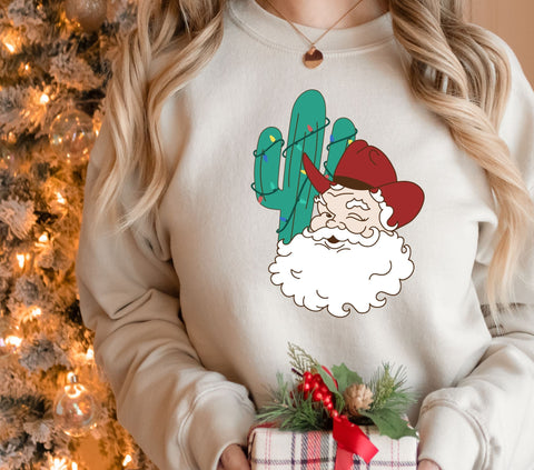 Western Cowboy Santa Christmas Cut Files Cactus Boots SVG The Honey Company 
