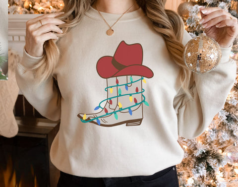 Western Cowboy Santa Christmas Cut Files Cactus Boots SVG The Honey Company 