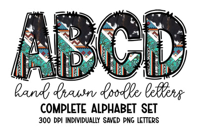 Western Doodle Letter Alpha Set Sublimation BijouBay 