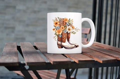 Western Floral Boots Sublimation Clipart Bundle Sublimation Regulrcrative 