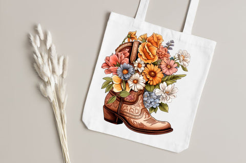 Western Floral Boots Sublimation Clipart Bundle Sublimation Regulrcrative 