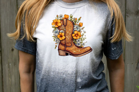 Western Floral Boots Sublimation Clipart Bundle Sublimation Regulrcrative 