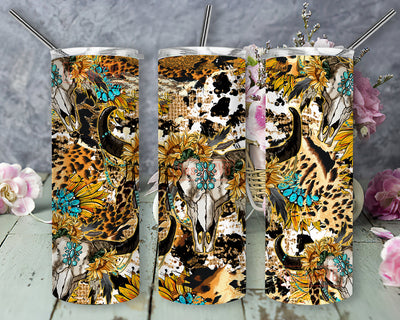 Western Gemstone Bull Skull 20oz Full Tumbler Wrap, Western Bull Skull Tumbler Png, Gemstone Tumbler Png, Western Country Png, Western Subimation Design, Digital Download Sublimation DesignSVG 