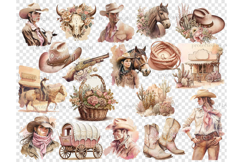 Western Girl Clipart | Wild West Illustration SVG GlamArtZhanna 