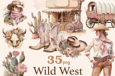 Western Girl Clipart | Wild West Illustration SVG GlamArtZhanna 