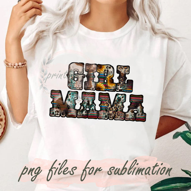 Western Girl Mama Png, Girl Mama Leopard Sublimation Design Png, Cowhide Turquoise Png, Sunflower Girl Mama Digital Png, Mama Sublimation Design, Digital Download Sublimation PrintingLife 