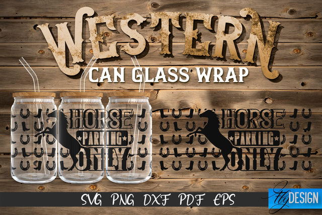 Western Glass Can Wrap SVG | 16 oz Libbey Glass Can Wrap SVG | Cowboy Glass Can | Wrap Template | 16 oz glass can wrap | Beer Can Glass Wrap SVG Fly Design 