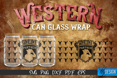 Western Glass Can Wrap SVG | 16 oz Libbey Glass Can Wrap SVG | Cowboy Glass Can | Wrap Template | 16 oz glass can wrap | Beer Can Glass Wrap SVG Fly Design 