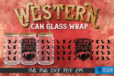 Western Glass Can Wrap SVG | 16 oz Libbey Glass Can Wrap SVG | Cowboy Glass Can | Wrap Template | 16 oz glass can wrap | Beer Can Glass Wrap SVG Fly Design 