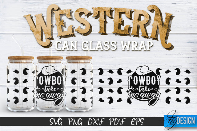 Western Glass Can Wrap SVG | 16 oz Libbey Glass Can Wrap SVG | Cowboy Glass Can | Wrap Template | 16 oz glass can wrap | Beer Can Glass Wrap SVG Fly Design 