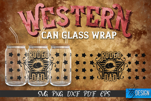 Western Glass Can Wrap SVG | 16 oz Libbey Glass Can Wrap SVG | Cowboy Glass Can | Wrap Template | 16 oz glass can wrap | Beer Can Glass Wrap SVG Fly Design 