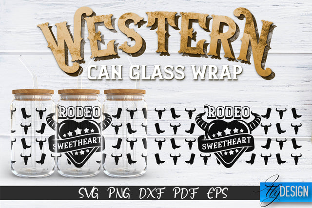 Western Glass Can Wrap SVG | 16 oz Libbey Glass Can Wrap SVG | Cowboy Glass Can | Wrap Template | 16 oz glass can wrap | Beer Can Glass Wrap SVG Fly Design 