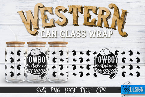 Western Glass Can Wrap SVG Bundle | 16 oz Libbey Glass Can Wrap SVG | Cowboy Glass Can | Wrap Template | 16 oz glass can wrap | Beer Can Glass Wrap SVG Fly Design 