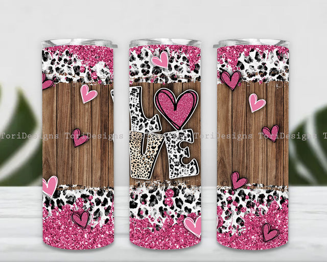 Western Hearts Tumbler Png Sublimation Design, Digital Download, Leopard Tumbler Sublimation ToriDesigns 