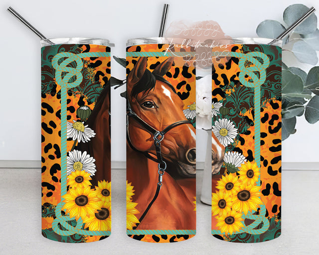 Western Horse 20oz Tumbler Wrap, Horses Floral Tumbler Png, Country Sublimation Design, Horse Lover Tumbler Template, Instant Download Sublimation Rabbitmakies 