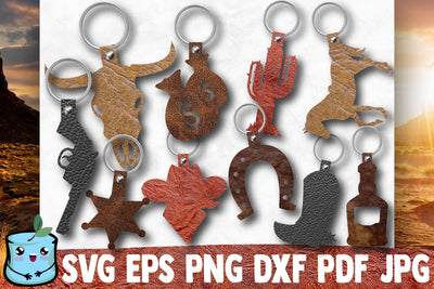 Western Key Fob Bundle | Keychain Holders Templates SVG MintyMarshmallows 