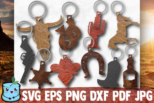 Western Key Fob Bundle | Keychain Holders Templates SVG MintyMarshmallows 