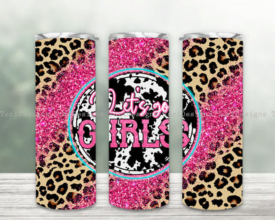 Western Let's Go Girls 20oz Skinny Tumbler PNG Sublimation Design, Western Skinny Tumbler, Cowhide Leopard Tumbler png Sublimation ToriDesigns 