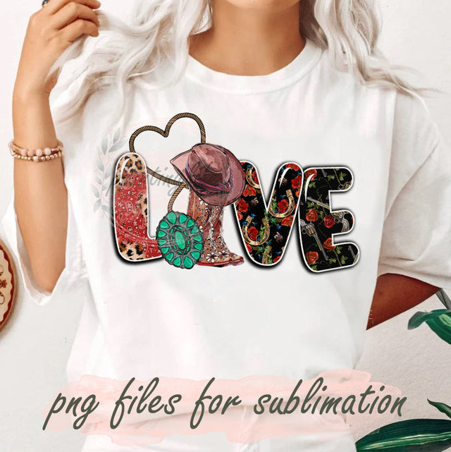 Western Love Design Png, Valentine’s Day Png, Gemstone Png, Floral Png, Be My Valentine Png, Love With Boots Png, Instant Download Sublimation PrintingLife 