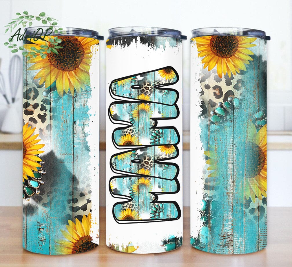 Western Mama 20oz Tumbler Design, Sunflower Cow Print Tumbler Png, Teal  Wood Leopard Tumbler Wrap, Mama Tumbler With Lid And Straw, Instant  Download - So Fontsy