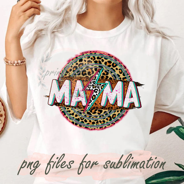 Western Mama Png, Mama Lightning Bolt Leopard Design Png, Mama Glitter Png, Western Png, Country Mama Png, Mother Day File Digital Download Sublimation PrintingLife 