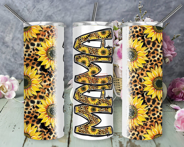Western Mama Sunflower 20oz Skinny Tumbler, Leopard Sunflower Tumbler, Western Design, Western Mama Png, Western Sunflower Png Sublimation DesignSVG 
