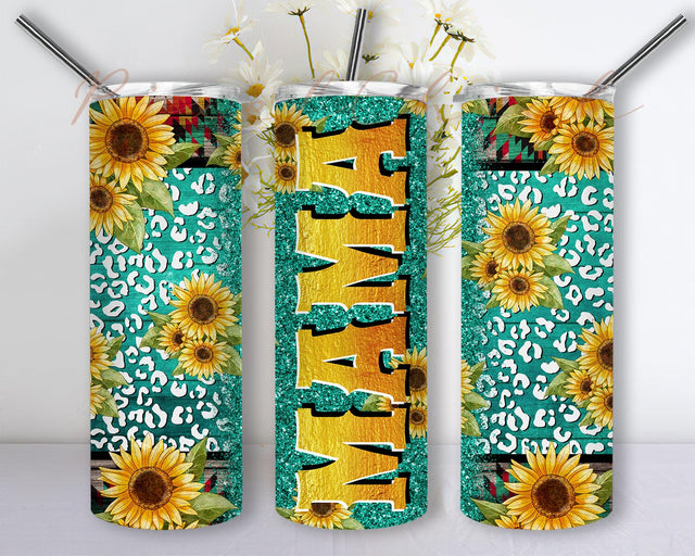 Western Mama Sunflower 20oz Skinny Tumbler, Sunflower Tumbler, Western Design, Tumbler Png, Western Mama Png, Western Sunflower Png Sublimation PixelChick 