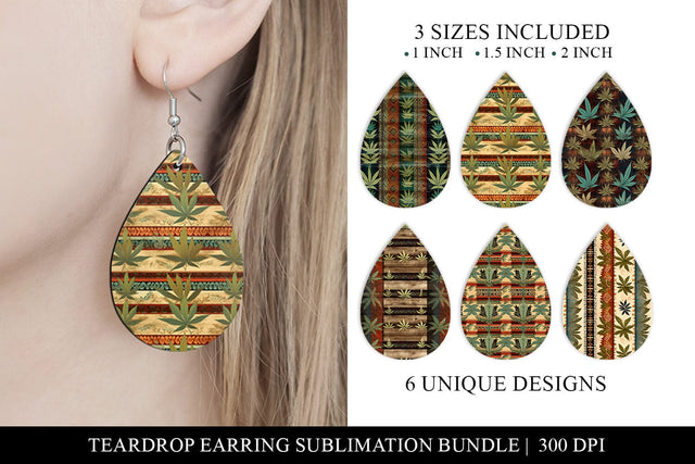 Western Marijuana Teardrop Earring Bundle Sublimation BijouBay 