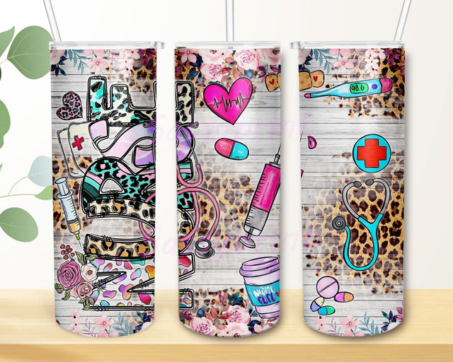 Western Nurse 20oz skinny tumbler png design, Nurse life png, Leopard tumbler png, Nurse Tumbler Sublimation, 20oz Straight Tumbler Design Sublimation sassyprint 