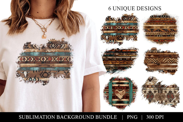 Western Patterns Bundle - 6 Sublimation Background PNG Sublimation BijouBay 