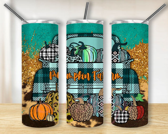 Western Pumpkin Fall Farm Truck 20oz Skinny Tumbler Design, Farm Truck Tumbler Png, Pumpkin Tumbler Png, Fall Tumbler Png, Instant Download Sublimation BouDesign 