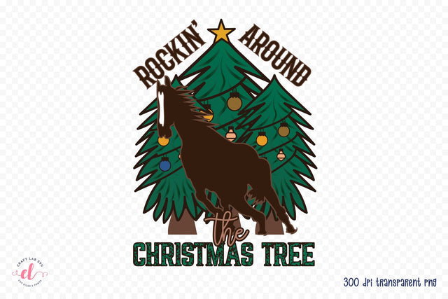 Western Rockin Around the Christmas Tree PNG Sublimation CraftLabSVG 