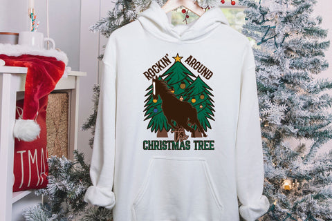 Western Rockin Around the Christmas Tree PNG Sublimation CraftLabSVG 