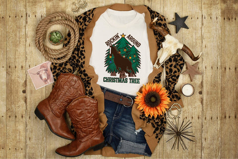 Western Rockin Around the Christmas Tree PNG Sublimation CraftLabSVG 