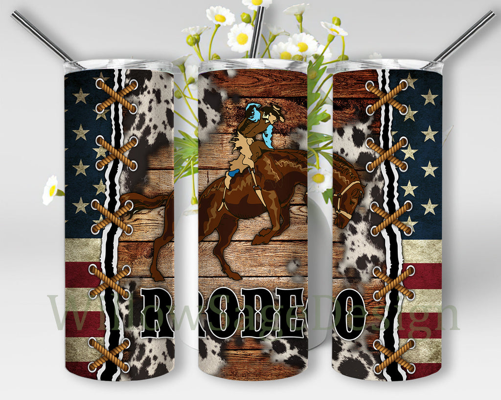 Western Rodeo Tumbler Design, Rodeo Cowhide 20oz Skinny Tumbler ...