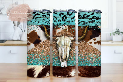 Western Skull Bull Tumbler Wrap, Cowhide Tumbler Wrap Png, Western Tumbler Wrap Png, Country Tumbler Cup, Western Skinny Tumbler Sublimation Rabbitmakies 