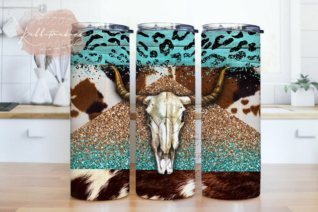 Western Skull Bull Tumbler Wrap, Cowhide Tumbler Wrap Png, Western Tumbler Wrap Png, Country Tumbler Cup, Western Skinny Tumbler Sublimation Rabbitmakies 