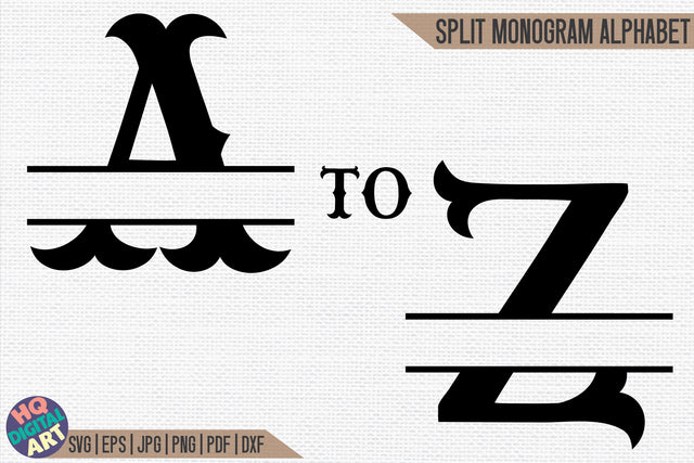 Western Split Monogram Alphabet SVG | 26 Split Letters SVG HQDigitalArt 