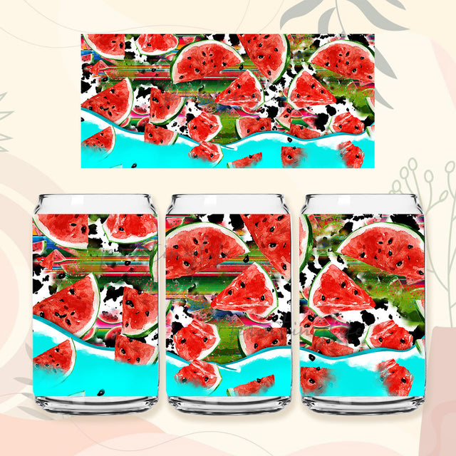 Western Summer Fruit Watermelon Libbey Cup Png Sublimation Design, Watermelon 16oz Libbey Cup Png,Cowhide Watermelon And Sea Glass Can Png Downloads Sublimation PrintingLife 