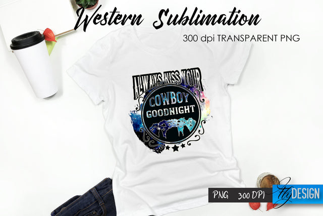 Western T-Shirt Sublimation. Cowboy T-Shirt Design v.1 Sublimation Fly Design 