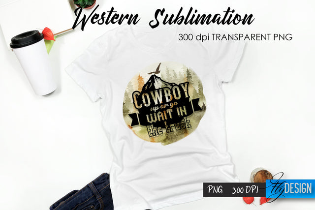 Western T-Shirt Sublimation. Cowboy T-Shirt Design v.10 Sublimation Fly Design 