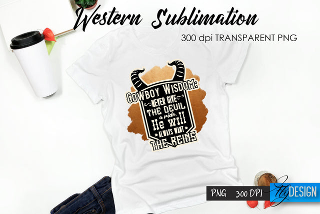 Western T-Shirt Sublimation. Cowboy T-Shirt Design v.11 Sublimation Fly Design 