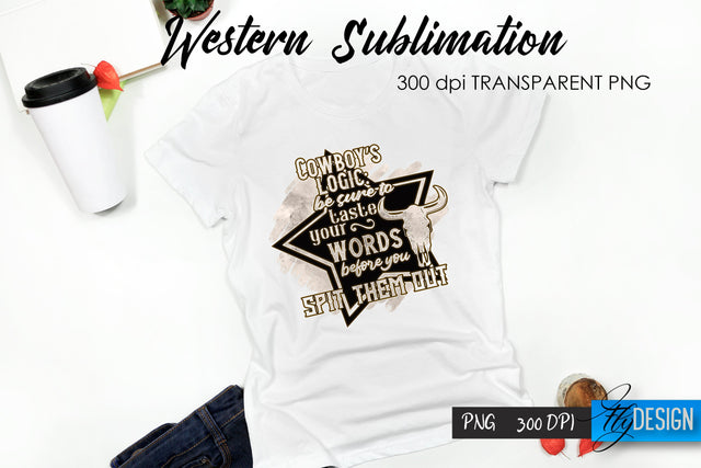 Western T-Shirt Sublimation. Cowboy T-Shirt Design v.12 Sublimation Fly Design 